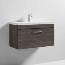 Nuie Furniture Wall Vanity Unit With 1 x Drawer & Basin 800mm (Grey Avola).