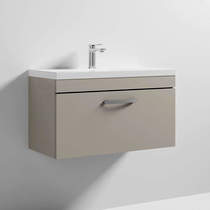 Nuie Furniture Wall Vanity Unit With 1 x Drawer & Basin 800mm (Stone Grey).