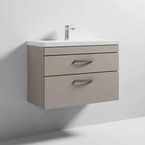 Nuie Furniture Wall Vanity Unit With 2 x Drawer & Basin 800mm (Stone Grey).