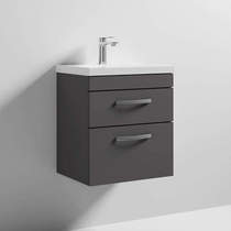 Nuie Furniture Wall Vanity Unit With 2 x Drawer & Basin 500mm (Gloss Grey).