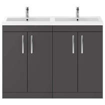 Nuie Furniture Vanity Unit With 4 x Doors & Double Basin (Gloss Grey).