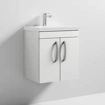 Nuie Furniture Wall Vanity Unit With 2 x Doors & Basin 500mm (Gloss White).