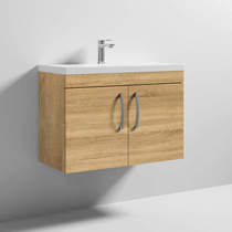 Nuie Furniture Wall Vanity Unit With 2 x Doors & Basin 800mm (Natural Oak).