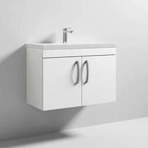 Nuie Furniture Wall Vanity Unit With 2 x Doors & Basin 800mm (Gloss White).