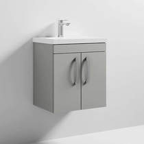 Nuie Furniture Wall Vanity Unit With 2 x Doors & Basin 500mm (Gloss Grey Mist).