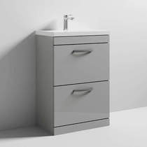 Nuie Furniture Vanity Unit With 2 x Drawers & Basin 600mm (Gloss Grey Mist).