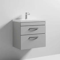Nuie Furniture Wall Vanity Unit With 2 x Drawer & Basin 600mm (Grey Mist).