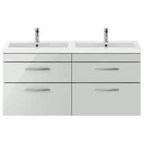 Nuie Furniture Wall Vanity Unit With 4 x Drawers & Double Basin (Grey Mist).