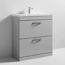 Nuie Furniture Vanity Unit With 2 x Drawers & Basin 800mm (Gloss Grey Mist).