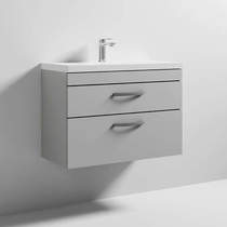 Nuie Furniture Wall Vanity Unit With 2 x Drawer & Basin 800mm (Grey Mist).