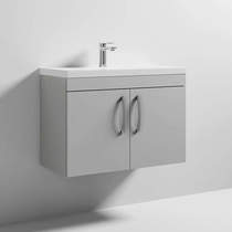 Nuie Furniture Wall Vanity Unit With 2 x Doors & Basin 800mm (Gloss Grey Mist).