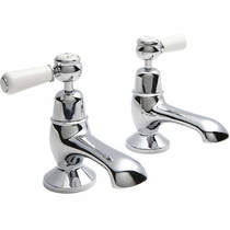 Hudson Reed Topaz Bath Taps With Ceramic Lever Handles (White & Chrome).