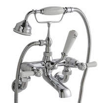 Hudson Reed Topaz Wall Bath Shower Mixer Tap With Levers (White & Chrome).