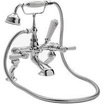 Hudson Reed Topaz Bath Shower Mixer Tap With Levers (White & Chrome).