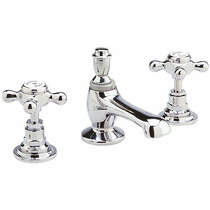 Hudson Reed Topaz Basin Mixer Tap With Crosshead Handles (White & Chrome).