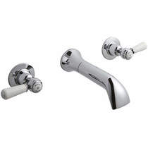 Hudson Reed Topaz Wall Bath Tap With Ceramic Lever Handles (White & Chrome).