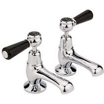 Hudson Reed Topaz Basin Taps With Ceramic Lever Handles (Black & Chrome).