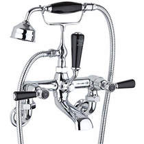 Hudson Reed Topaz Wall Bath Shower Mixer Tap With Levers (Black & Chrome).