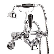 Hudson Reed Topaz Wall Bath Shower Mixer Tap With X-Heads (Black & Chrome).