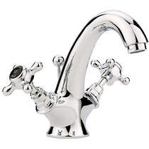 Hudson Reed Topaz Basin Mixer Tap With Crosshead Handles (Black & Chrome).