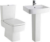 Nuie Bliss Semi Flush Toilet With Seat, 520mm Basin & Full Pedestal.