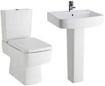 Nuie Bliss Semi Flush Toilet With Seat, 600mm Basin & Full Pedestal.