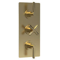 Nuie Aztec Thermostatic Shower Valve With Diverter (3 Outlets, Brushed Brass).