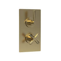 Nuie Aztec Thermostatic Shower Valve With Diverter (2 Outlets, Brushed Brass).
