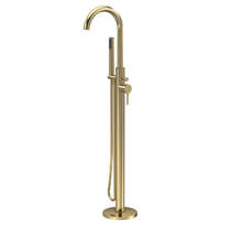 Nuie Aztec Floor Standing Bath Shower Mixer Tap With Kit (Brushed Brass).