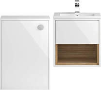 HR Coast 500mm Wall Hung Vanity With 600mm WC Unit & Basin 1 (White).