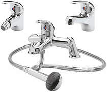 Nuie Eon Bath Shower Mixer, Mono Basin & Bidet Tap Pack (Chrome).