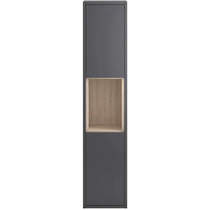 HR Coast Wall Hung Tall Storage Unit With Shelves (Grey Gloss).