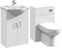 Italia Furniture 550mm Vanity Unit With Basin Type 1 & 500mm WC Unit (White).