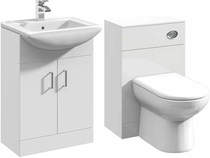 Italia Furniture 550mm Vanity Unit With Basin Type 2 & 500mm WC Unit (White).