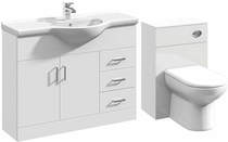 Italia Furniture 1050mm Vanity Unit With Basin Type 1 & 500mm WC Unit (White)