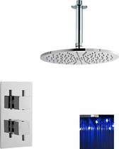 Premier Showers Twin Thermostatic Shower Valve With Large LED Round Head.