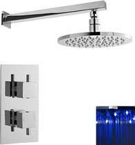 Premier Showers Twin Thermostatic Shower Valve With LED Round Head.