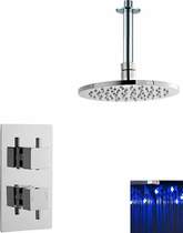 Nuie Showers Twin Thermostatic Shower Valve With LED Round Head.