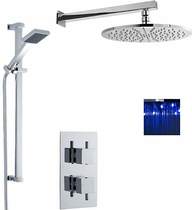 Nuie Showers Twin Thermostatic Shower Valve With LED Head & Slide Rail.