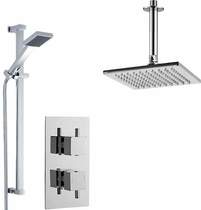 Premier Showers Twin Thermostatic Shower Valve With Head & Slide Rail Kit.