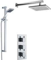 Nuie Showers Triple Thermostatic Shower Valve With Head & Slide Rail Kit.