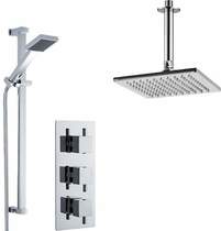 Nuie Showers Triple Thermostatic Shower Valve With Head & Slide Rail Kit.