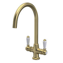 Traditional Kitchen Sink Mixer Tap (Brushed Brass, Lever Handles).
