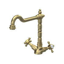 Traditional Kitchen French Classic Tap (Brushed Brass, Crosshead Handles).