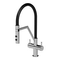 Nuie Ravi Rinser Kitchen Tap With Dual Handles (Chrome).