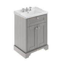 Old London Furniture Vanity Unit With Basins 600mm (Storm Grey, 3TH).
