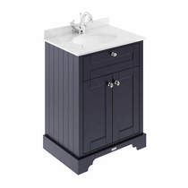 Old London Furniture Vanity Unit, Basin & White Marble 600mm (Blue, 1TH).