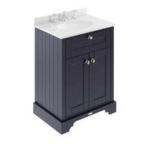 Old London Furniture Vanity Unit, Basin & White Marble 600mm (Blue, 3TH).