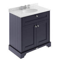 Old London Furniture Vanity Unit, Basin & Grey Marble 800mm (Blue, 3TH).