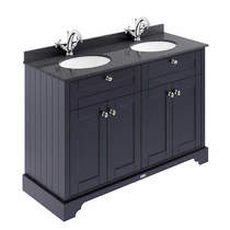 Old London Furniture Vanity Unit With 2 Basins & Black Marble (Blue, 1TH).